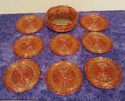 pier 1, 8 glass beaded coasters with 1 hard to find brass and beaded holder Rare