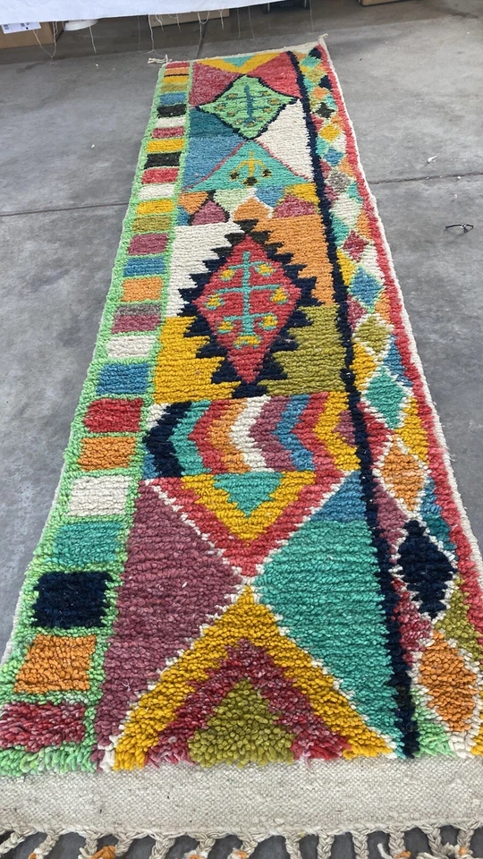 "Alfombra de corredor bereber marroquí vintage Boujaad Runner tribal BJ29 9 pies 7"" x 2 pies 3""" Foto 3 de 4