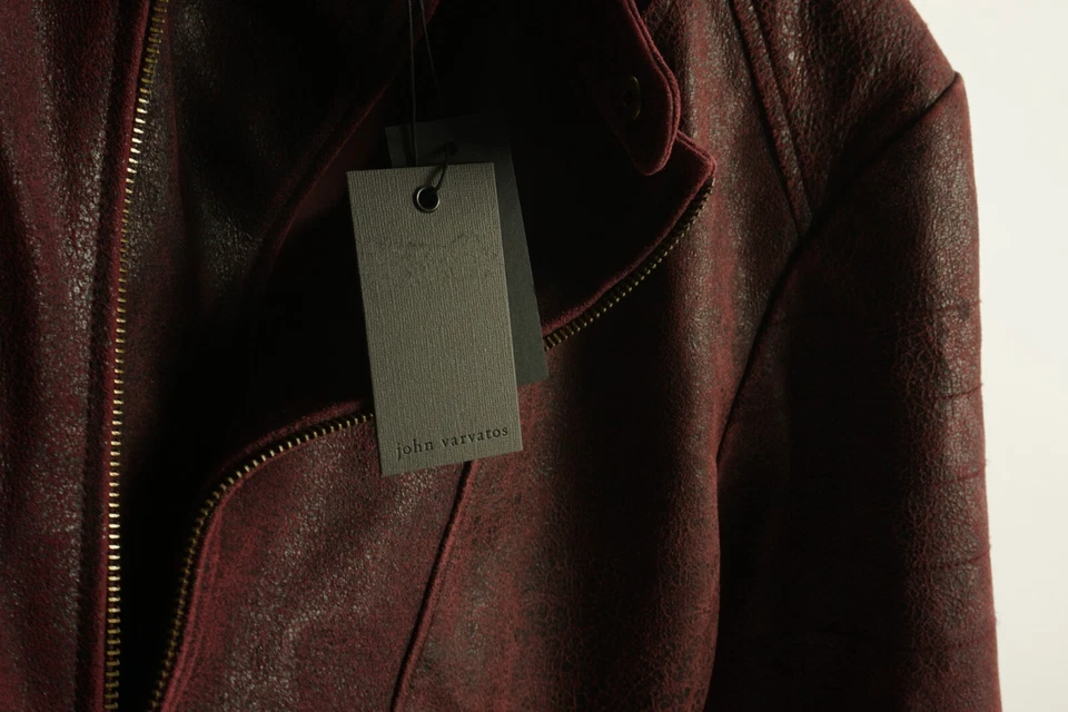 New $898 John Varvatos Sullivan Racer Suede Leather Jacket Mens EU 58 US 48 Plum - Image 4 of 4