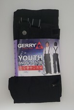 Gerry Youth Boys Snow Pants Black, Pockets, Suspenders, Size XS 5/6 New