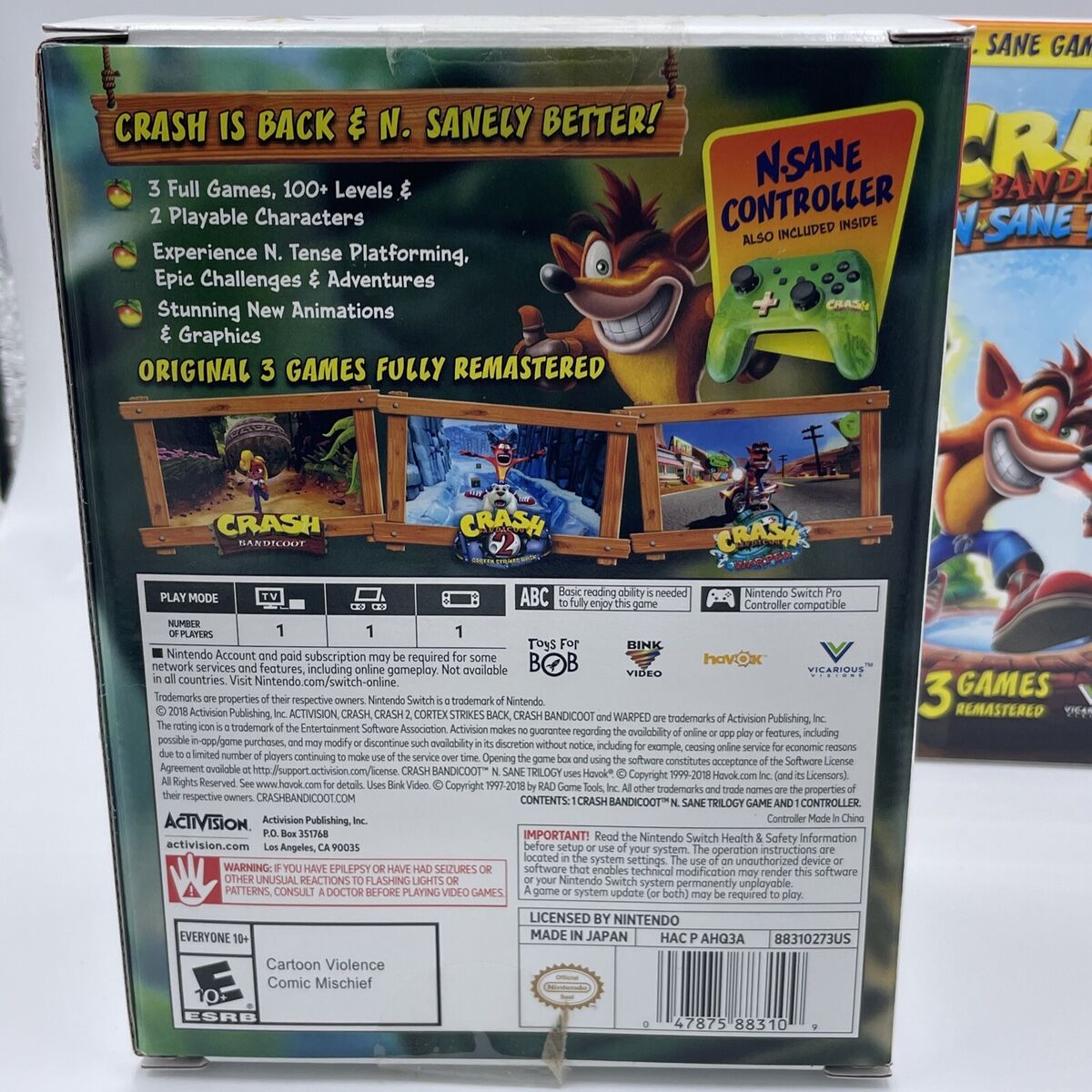 Crash Bandicoot N. Sane Trilogy Box ONLY Nintendo Switch NO GAME OR  CONTROLLER