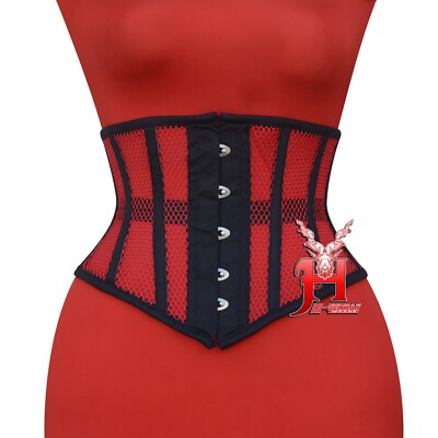 Heavy Duty Steel Boned Under Bust Shaper Red Mesh Truly Waist Trainer Corset 301