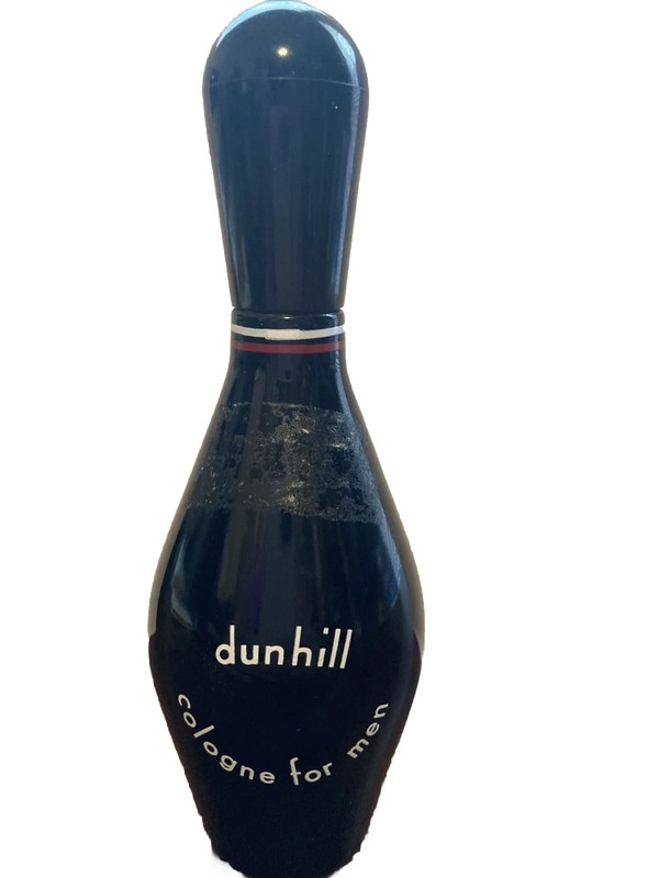 Vtg Rare Dunhill Bowling Pin Shaped Amber Glass Cologne Bottle -  Empty bottle