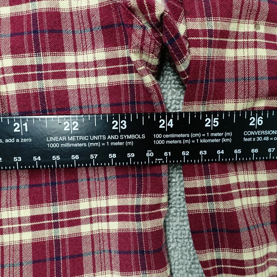 Scandia Woods Button-Up Shirt Men Large Red Beige Plaid Cotton Long-Sleeve - Image 4 of 4