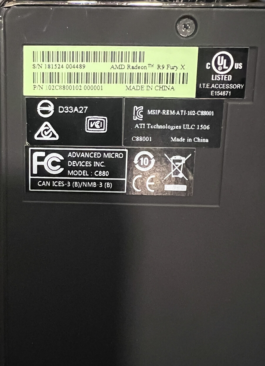 AMD Radeon R9 Fury X Water Cooled Video Card S/N 181524 004489 eBay