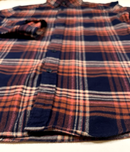 J Crew Mercantile Plaid Flannel Black/Orang Men’s Med Button Down Shirt Casual - Picture 2 of 5