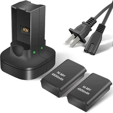 for Xbox 360 Wireless Controller 2 Pack Battery Kit with Dual Charging Station