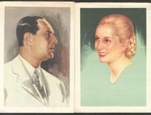 Eva Peron Evita & Juan Domingo Peron x 2 Cards Peronism 6 1/4" x 4 Very Nice Lot