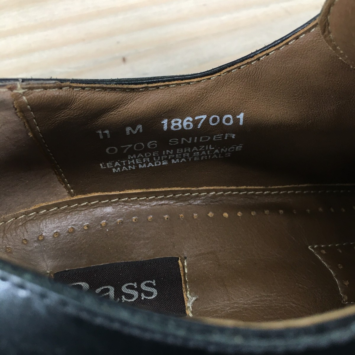 NEW-Bass-Men.s-1867001-SNIDER-Black leather Dress shoes.Sz-8.5M.Brazil. Bass Shoes Mens 11 M Dress Oxford 1867001 Black Leather Lace  main image 3