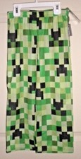 NWT MINECRAFT LONG SLEEP PANTS SZ S 4/5  GREENS  BLACK CHECKS FLAME RESIST