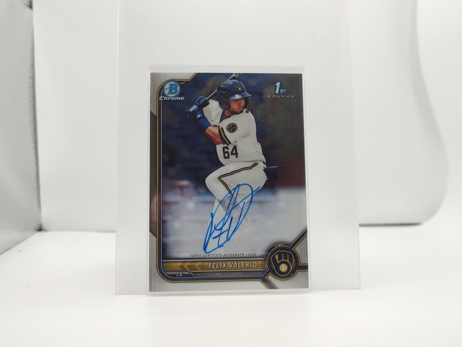 2022 Bowman Chrome Felix Valerio Auto 1st Bowman Milwaukee Brewers Autograph