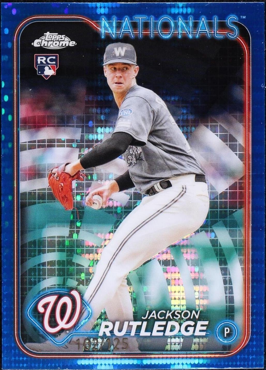 Jackson Rutledge Topps 2024 Topps Chrome - Jackson Rutledge #42 Blue Sonar Refractor /125 (RC ...