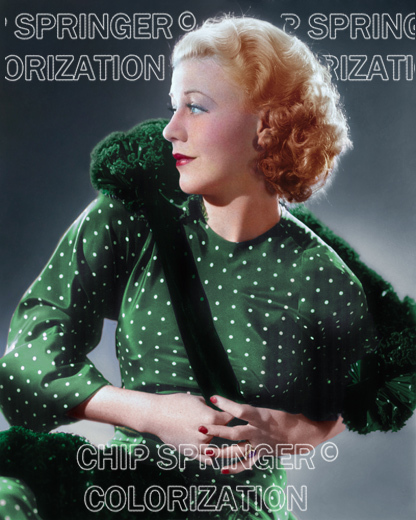 ginger rogers green dress GINGER ROGERS IN SMALL POLKA DOT DRESS BEAUTIFUL COLOR PHOTO BY CHIP  SPRINGER