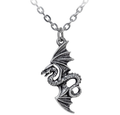 Alchemy Gothic Flight of Airus Dragon Pendant Fine English Pewter Fantasy P917