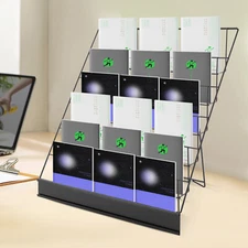 6 Tiers Black Tabletop Book Rack & Magazine Rack, Book Display Stand USA