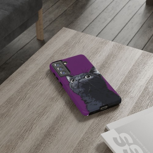 For iPhone | Samsung Galaxy | Pixel Phone Case - Black Cat Purple - Picture 219 of 255