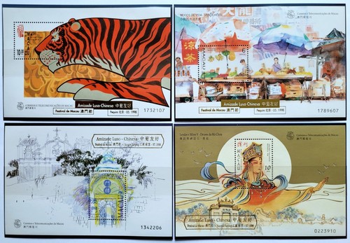 Macau China 1998 compl.Festival gold foil opt set of 12x S/S Sheets clean MNH OG - Picture 2 of 4