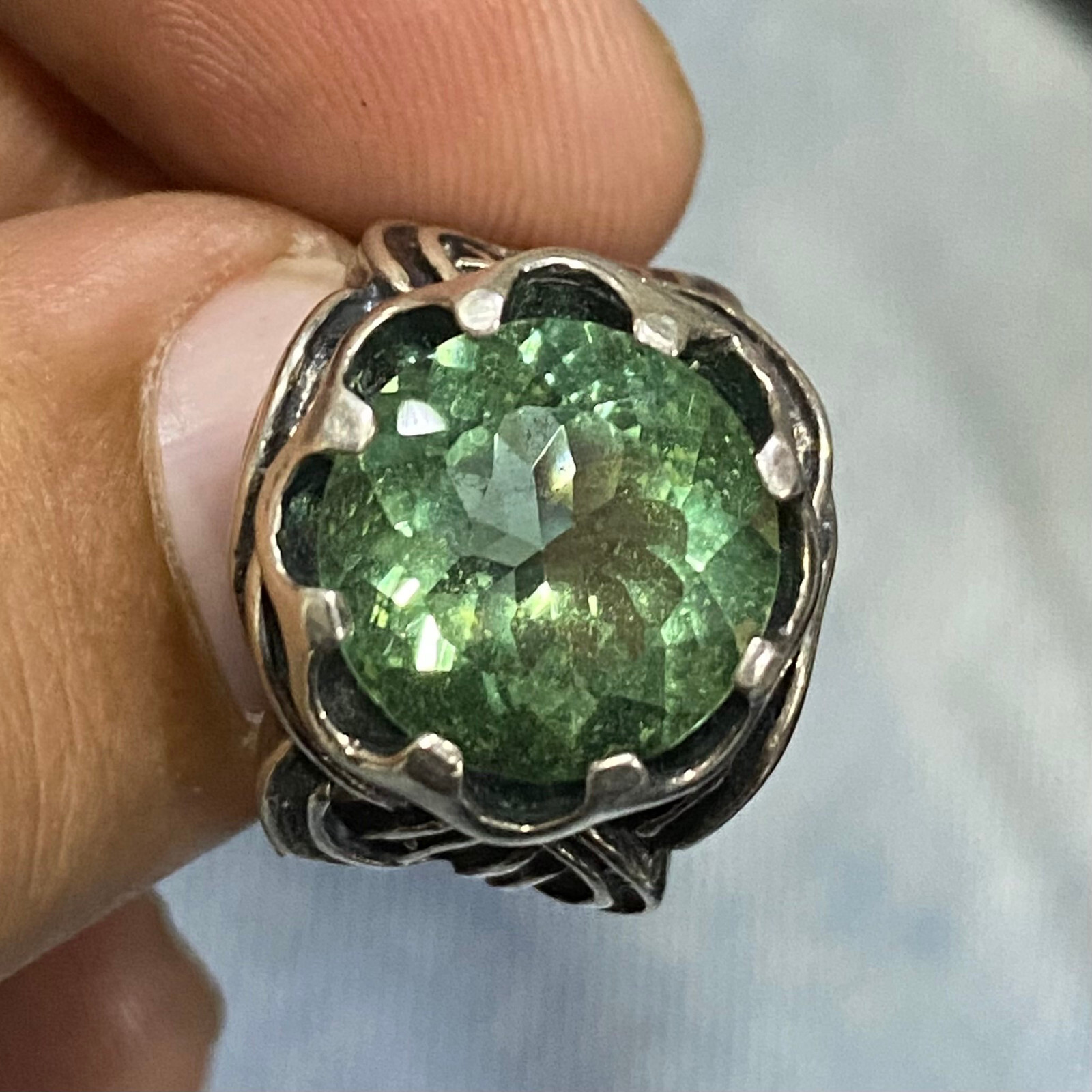 QVC Or Paz Sterling Silver 7.00 ct Fluorite Ring Size 5 Preowned