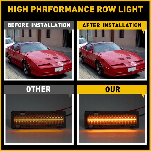 For 1982 1983 1984-1992 Chevy Camaro Firebird Amber LED Side Bumper Marker Light - Picture 8 of 16