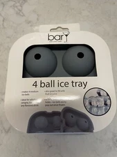 barY3 Gray Silicone 4 Ball Ice Tray for Whiskey, scotch and Cocktails