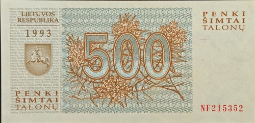 Lithuania 500 TALONAS Banknote 1993 Pick-46 UNC N1002 - Picture 2 of 2
