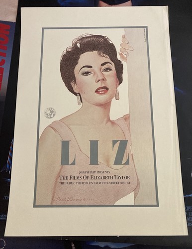 Elizabeth LIZ Taylor Paul Davis 1985 Poster Public Film/Theatre NYC Joseph Papp