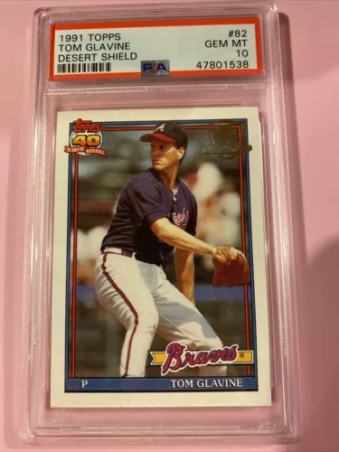 1991 Topps Desert Shield #82 TOM GLAVINE PSA 10 GEM MINT ATLANTA BRAVES