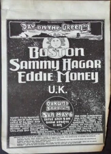 BOSTON SAMMY HAGAR EDDIE MONEY 1979 Oakland Concert poster RANDY TUTEN BGP