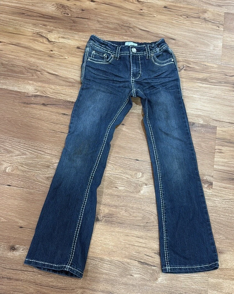 Stylish Dark Wash Denim Jeans For Girls Size 10 - Image 3 of 4