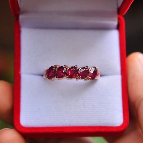 GLC CERTIFIED 4.21G Natural Oval Ruby 925 Silver Pink Gold Plated Ring 11US - Picture 5 of 6