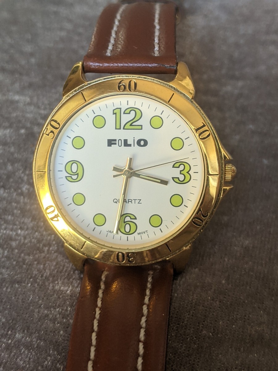 Classic Styled Folio Gold Tone Unisex Quartz Watch Brown Classic Styled Folio Gold Tone Unisex Quartz Watch Brown