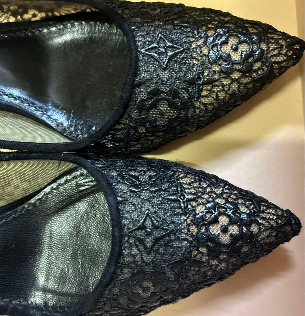 LOUIS VUITTON Pumps Heel Lace Black EU37.5/US7.5 120390c thumbnail 17
