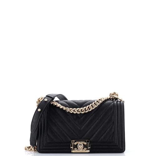 Chanel Boy Flap Bag Chevron Caviar Old Medium