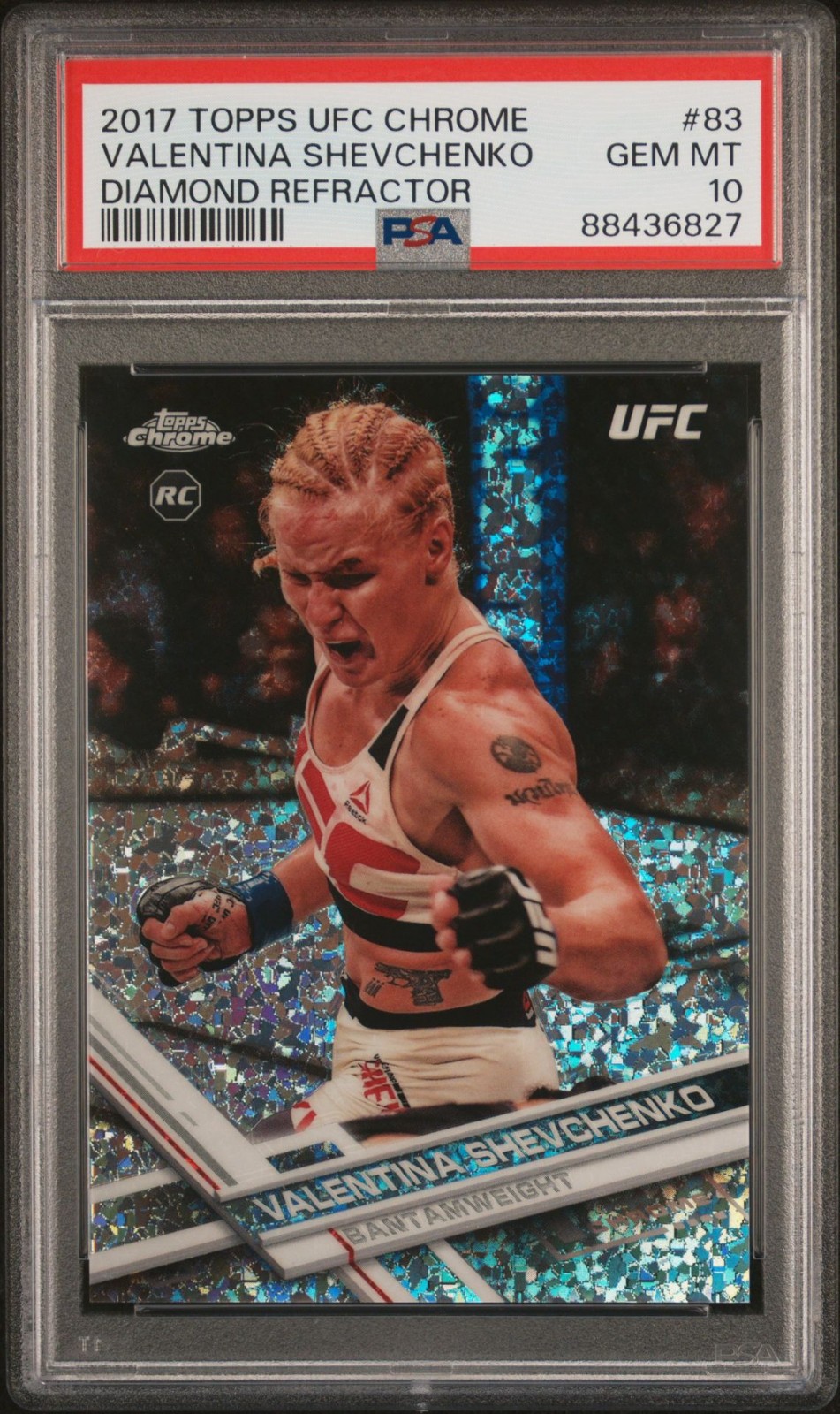 2017 TOPPS UFC CHROME VALENTINA SHEVCHENKO DIAMOND REFRACTOR ROOKIE PSA 10 GEM