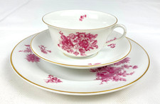 Antike Sammeltasse 3tlg. Tee-Gedeck Rosenthal purpur Blume, 1927