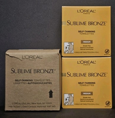 2x L'Oreal Paris Sublime Bronze Medium Self-Tanning Towelettes Body 6 CT