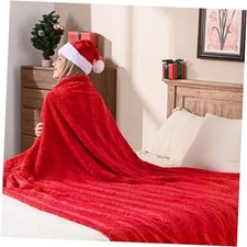 Oversized Faux Fur Blanket, Super Soft Cozy Blanket, Twin 60" x 80" Red