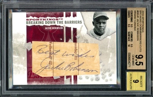 2010 SPORTKINGS JACKIE ROBINSON BREAKING BARRIERS CUT SIG. BGS 9.5 AUTO 9 1/1 !