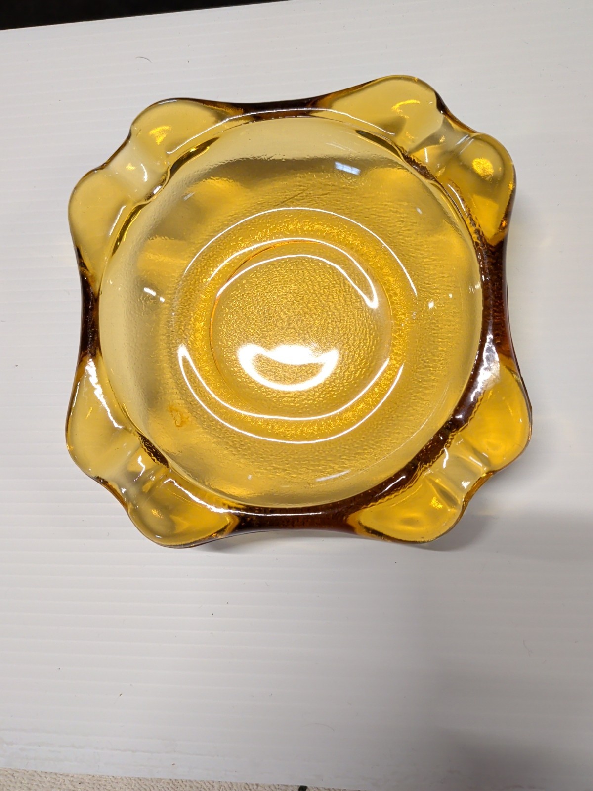 Mid Century Vintage Amber Round Thick 6