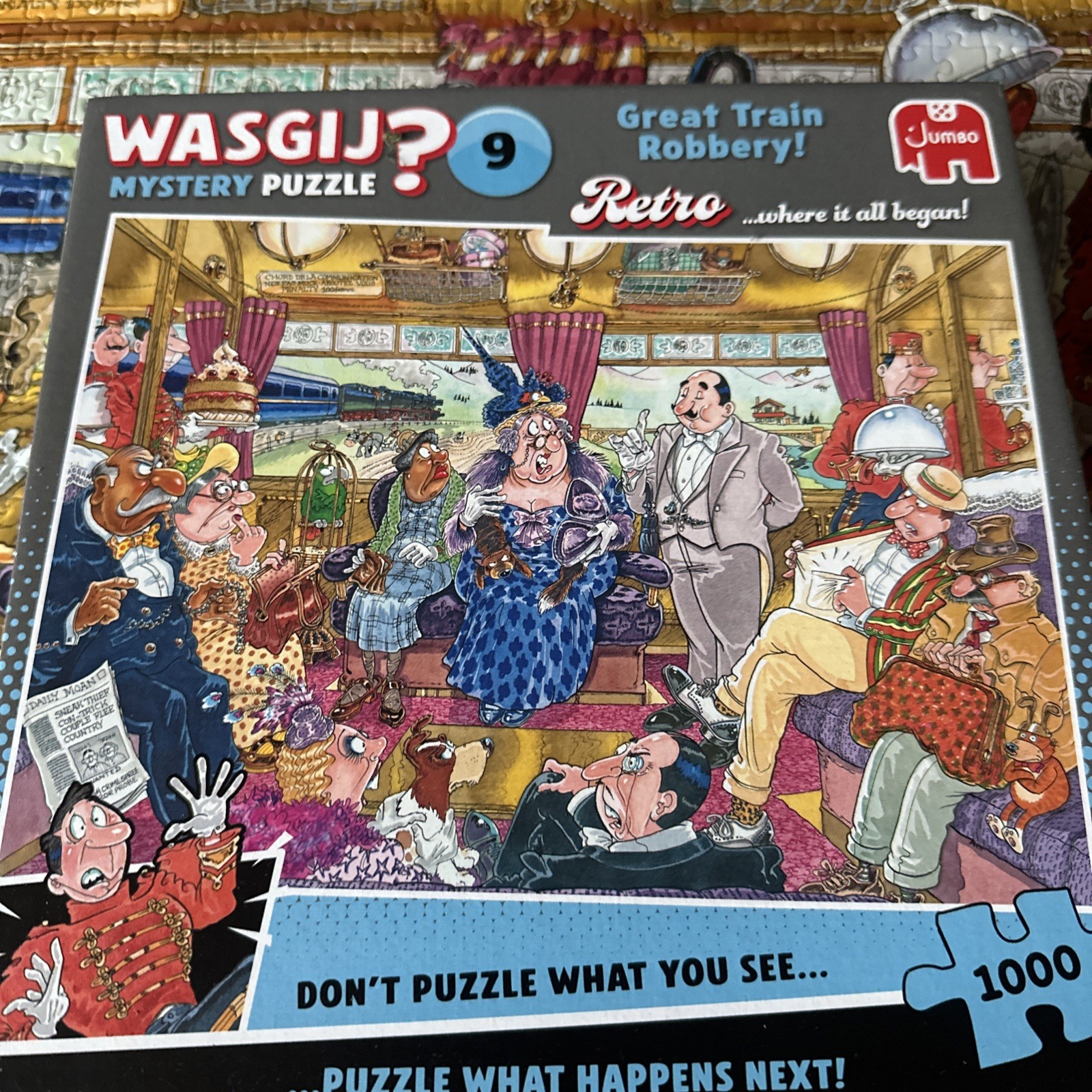 Bin Wasgij Retro Mystery 9, The Great Train Robbery - Unique 1000 Piece Jigsaw