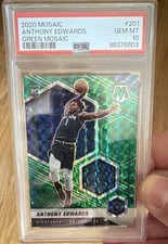 Panini 2020-21 Mosaic Anthony Edwards #201 Green Mosaic Prizm RC PSA 10