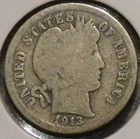 Silver Dime - Barber - 1913 (Reverse is more worn.) [228]