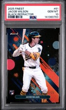 2025 Jacob Wilson Topps Finest Black Refractor Rookie 19/20 PSA 10 - Athletics