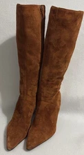 DIBA USA Suede Brown Stiletto boots Woman’s 7.5 Mid Calf chic Boho Fall Wear