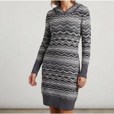 PrAna Small Hooded Sweater Dress Chevron Gray