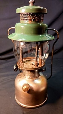 Coleman 242C MCM Lantern Vintage Nickel Brass Jan 1948 1/48 Green PYREX Rare
