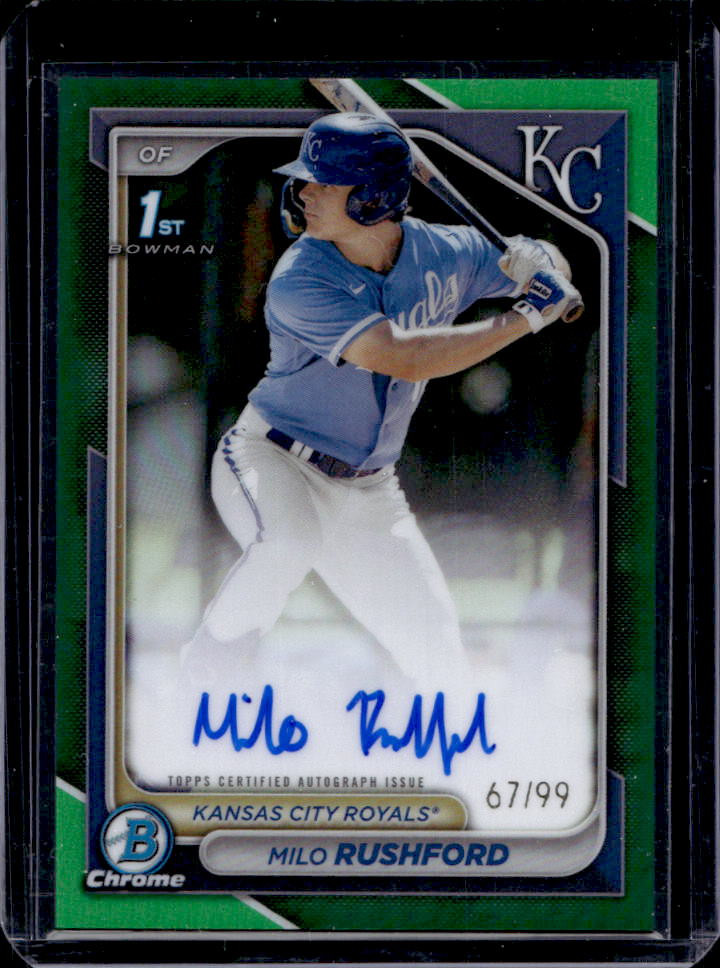 2024 Bowman Chrome Milo Rushford Prospect Auto Green Refractor 1st #67/99