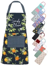 Mainstays Chef Kitchen Apron, 28" x 32" Lemon Cotton Bib Apron with Pocket