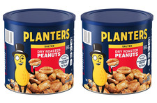 2 pack Planters Salted Dry Roasted Peanuts Canister, 52 oz. FREE shipping
