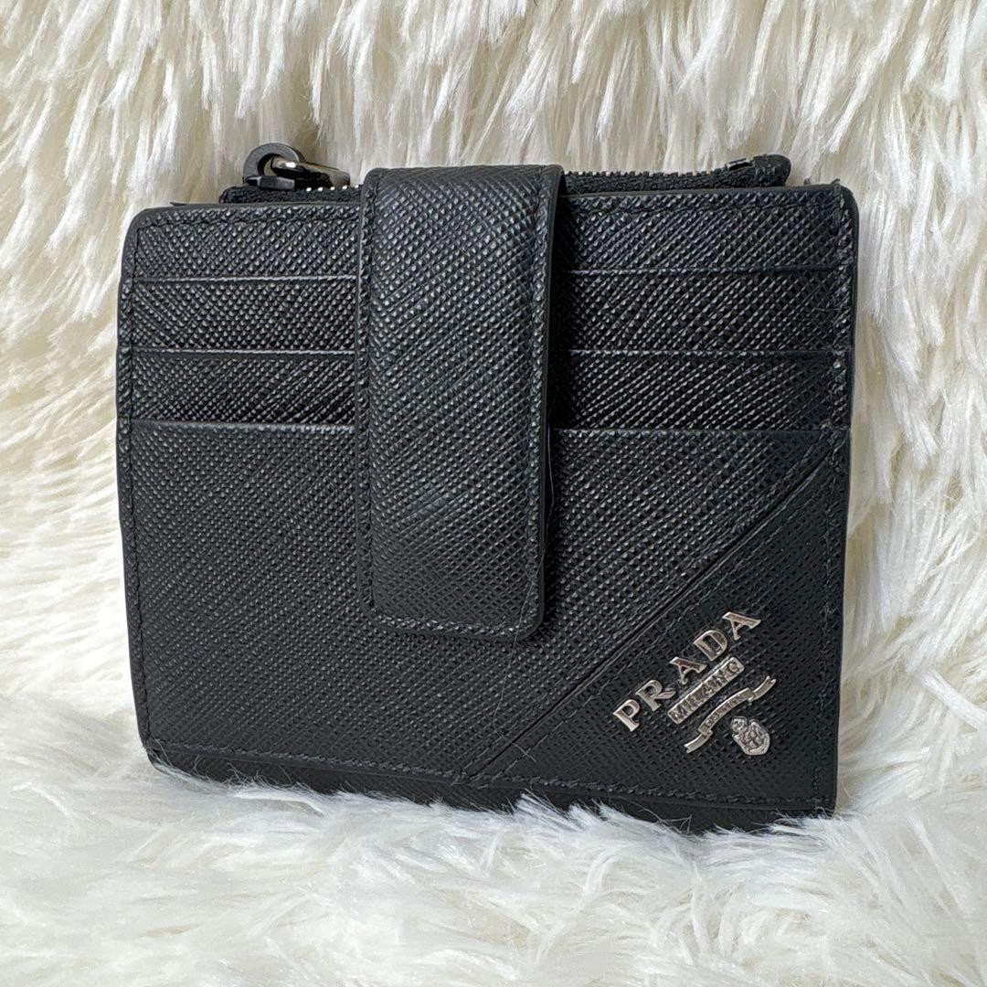 Prada Black Saffiano RFID Bifold Wallet with Coin Pocket Preowned  